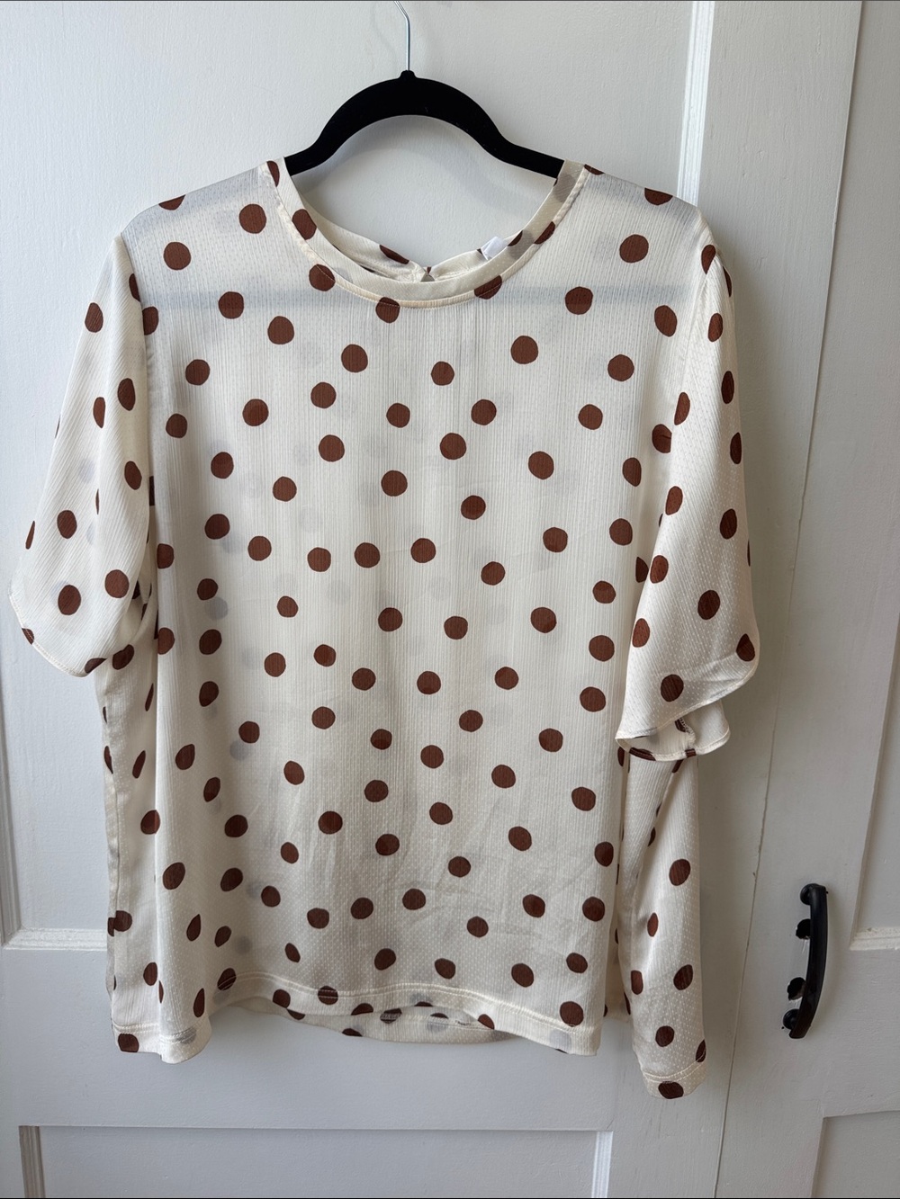 Mango Cream Blouse with Brown Polka Dots